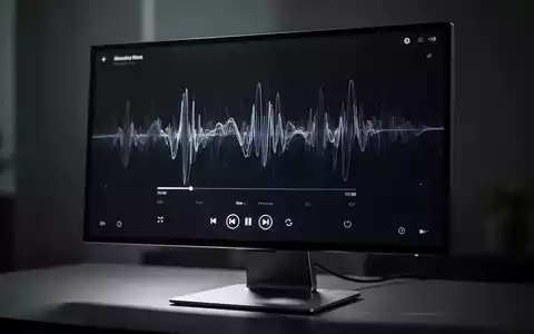 Ein dunkler Medienplayer auf einem Computerbildschirm mit stilisierten Wiedergabesteuerungen und Wellenformen. - Foto: über boerse-global.de