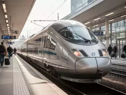 Ein moderner ICE-Zug fährt in einen sonnendurchfluteten Bahnhof ein, symbolisch für die Pünktlichkeit der Deutschen Bahn. - Foto: über boerse-global.de