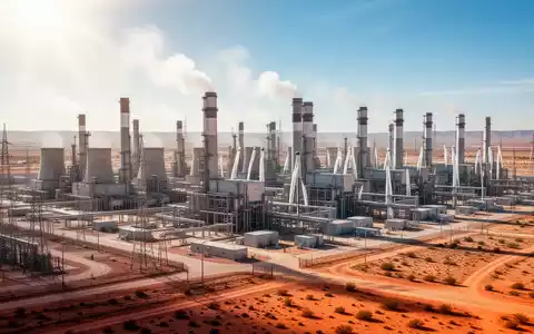 Großes industrielles Gaskraftwerk mit Turbinen in einer texanischen Wüstenlandschaft. - Foto: über boerse-global.de