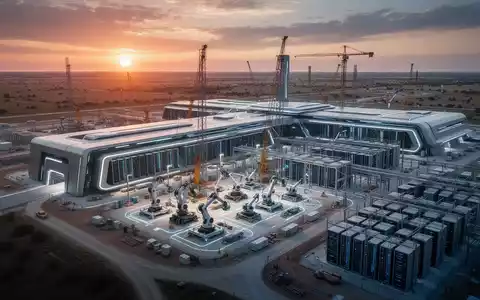 Großbaustelle der Terafab-Anlage in Texas bei Sonnenuntergang für KI-Chip-Produktion und Robotik. - Foto: über boerse-global.de
