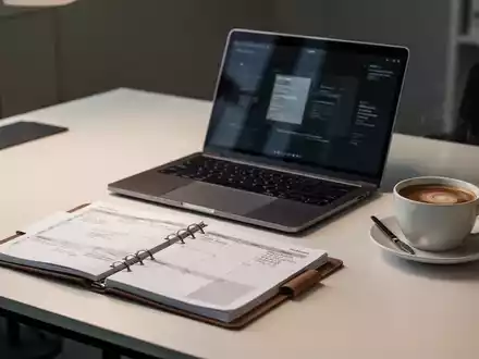 Ein aufgeräumter, moderner Schreibtisch mit Laptop und Planer als Symbol für professionelles Zeitmanagement. - Foto: über boerse-global.de