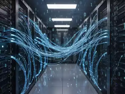 Abstrakte Darstellung von digitaler Sicherheit und Server-Infrastruktur in einem hochmodernen Rechenzentrum. - Foto: über boerse-global.de