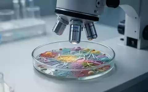 Nahaufnahme einer bakteriellen Kultur in einer Petrischale unter einem wissenschaftlichen Mikroskop. - Foto: über boerse-global.de