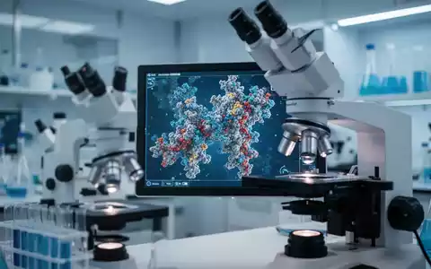 Digitales Mikroskopbild von Molekülstrukturen in einem modernen medizinischen Forschungslabor. - Foto: über boerse-global.de