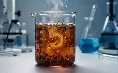 Ein Glasbecher mit einem Kräuter-Dekokt in einer Laborumgebung, der die wissenschaftliche Erforschung pflanzlicher Wirkstoffe symbolisiert. - Foto: über boerse-global.de