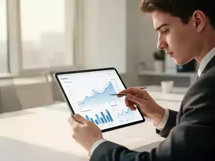 Junger Erwachsener bei der Analyse von Finanzdaten auf einem Tablet zur langfristigen Vermögensplanung. - Foto: über boerse-global.de