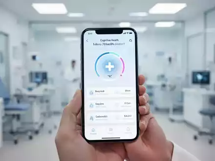 Ein Smartphone mit einer medizinischen App zur kognitiven Gesundheitsüberwachung in einer modernen Praxisumgebung. - Foto: über boerse-global.de