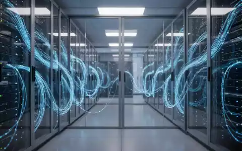 Moderner Serverraum mit leuchtenden Glasfaserkabeln als Symbol digitaler Technologieinfrastruktur. - Foto: über boerse-global.de