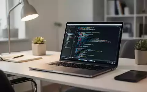 Moderner Arbeitsplatz mit Laptop und Programmiercode zur digitalen Prüfungsvorbereitung für IT-Berufe. - Foto: über boerse-global.de
