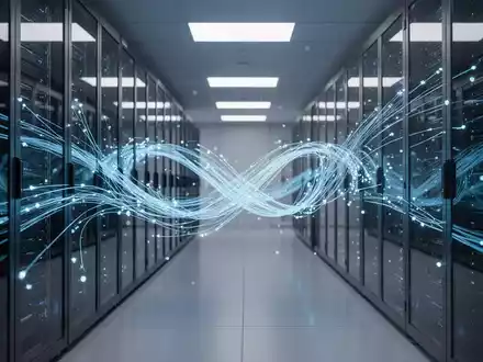 Glühende Glasfaserkabel und Serverracks für globale Datenportabilität und digitale Regulierungsrahmen. - Foto: über boerse-global.de