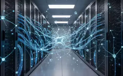 Moderne Serverräume mit leuchtenden Glasfaserkabeln und digitalen Netzwerkknoten als Symbol für künstliche Intelligenz. - Foto: über boerse-global.de