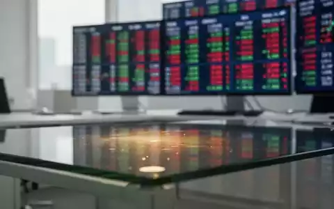 Abstraktes Finanzbild mit unscharfem Börsenticker auf einem Monitor und professioneller, moderner Beleuchtung. - Foto: über boerse-global.de