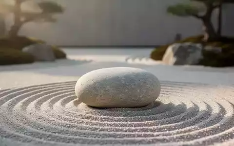 Ein einzelner, glatter Stein in einem minimalistischen Zen-Garten als Symbol für stoische Ruhe und mentale Klarheit. - Foto: über boerse-global.de