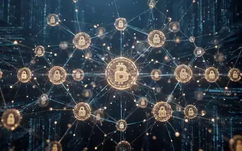 Abstrakte Visualisierung eines Blockchain-Netzwerks mit digitalen Knotenpunkten. - Foto: über boerse-global.de