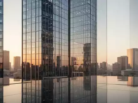 Moderne Glasfassade eines Bürogebäudes bei Sonnenuntergang als Symbol für Unternehmensstrukturen und Rechtsfragen. - Foto: über boerse-global.de