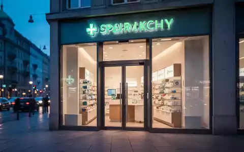 Eine moderne Apothekenfassade in München bei Dämmerung in einer städtischen Umgebung. - Foto: über boerse-global.de