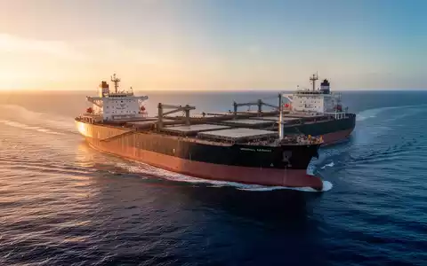 Ein großes Massengutfrachter-Schiff auf dem offenen Meer bei Sonnenuntergang. - Foto: über boerse-global.de