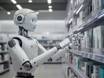 Ein humanoider Roboter arbeitet in einem modernen Einzelhandelsgeschäft und demonstriert fortschrittliche Automatisierungstechnologie. - Foto: über boerse-global.de