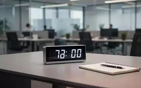 Ein moderner, schlichter Schreibtisch mit einer Digitaluhr, der eine professionelle Arbeitsatmosphäre symbolisiert. - Foto: über boerse-global.de