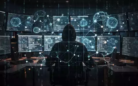 Digitale Visualisierung eines Cyberangriffs mit leuchtenden Datenströmen und abstrakten KI-Netzwerken im Hintergrund. - Foto: über boerse-global.de