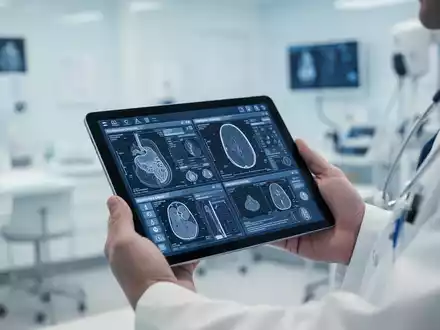 Gastroenterologe bei der Befundbesprechung in einer modernen medizinischen Praxis. - Foto: über boerse-global.de