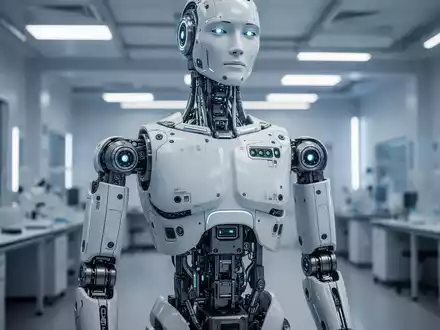 Nahaufnahme moderner humanoider Robotertechnologie in einer Forschungseinrichtung. - Foto: über boerse-global.de