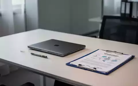 Ein minimalistischer Büroschreibtisch mit einem Laptop und einer Akte, der die rechtliche Thematik der Arbeitsunfähigkeit visualisiert. - Foto: über boerse-global.de