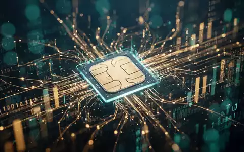 Digitale SIM-Karte eingebettet in ein Netzwerk aus goldenen Finanzdatenströmen und Binärcode. - Foto: über boerse-global.de