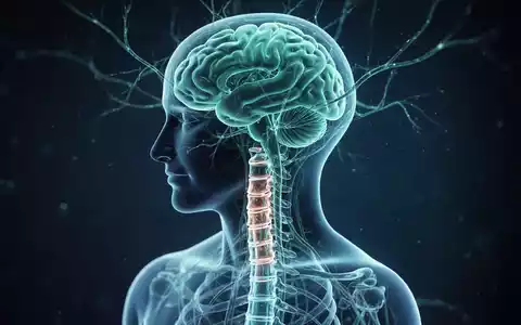 Abstrakte Visualisierung eines menschlichen Nervensystems mit leuchtenden neuronalen Verbindungen vor dunklem Hintergrund. - Foto: über boerse-global.de