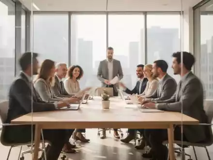 Ein helles, modernes Büro mit einem unscharfen Team bei der Zusammenarbeit, das Optimismus und berufliche Perspektiven symbolisiert. - Foto: über boerse-global.de