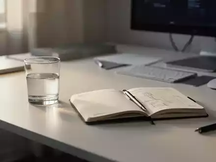 Ein aufgeräumter, moderner Schreibtisch mit Notizbuch, der eine ruhige Arbeitsumgebung für konzentriertes Arbeiten symbolisiert. - Foto: über boerse-global.de