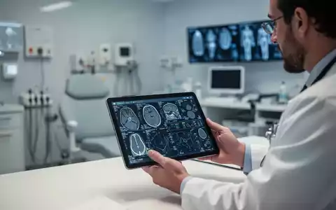 Ein Arzt betrachtet medizinische Daten auf einem Tablet in einer modernen Praxisumgebung. - Foto: über boerse-global.de