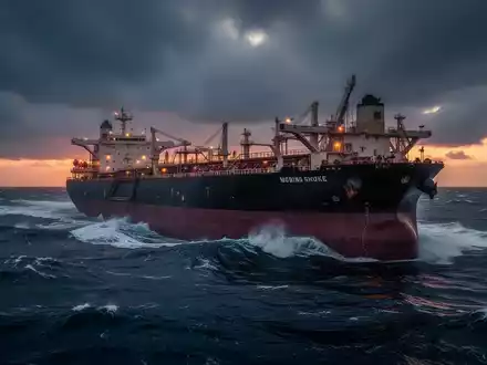 Großer Öltanker auf stürmischer See bei Sonnenuntergang als Symbol für die angespannte Lage in der Straße von Hormus. - Foto: über boerse-global.de