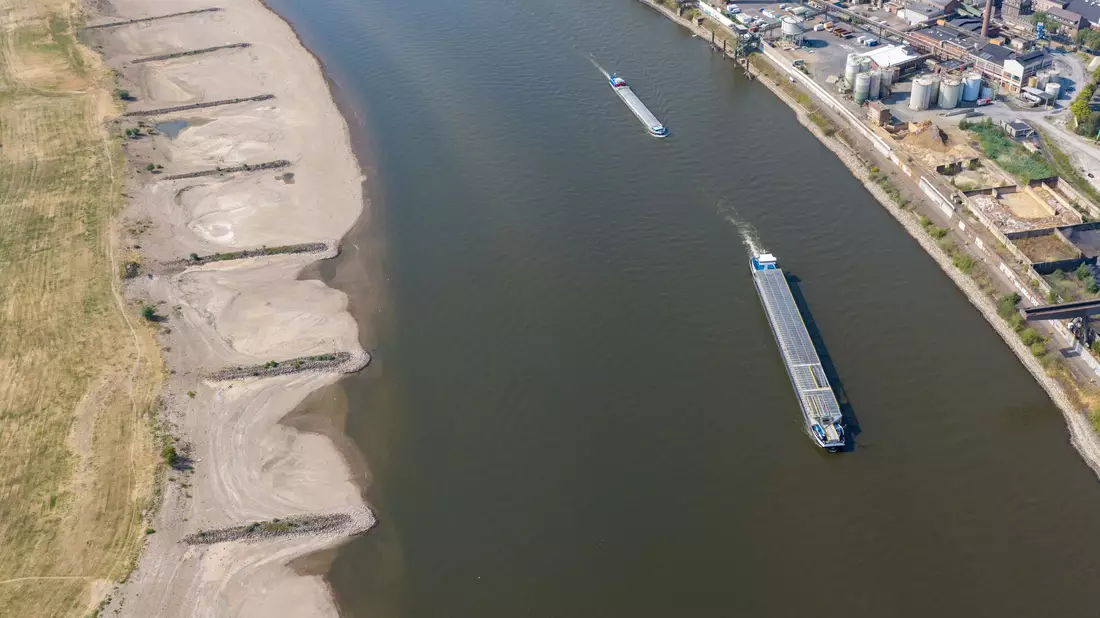 Seit Wochen führt der Rhein zu wenig Wasser. (Archivbild) - Bild: Christoph Reichwein/dpa