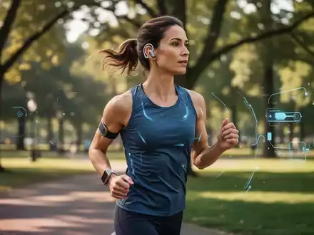 Eine sportlich aktive Person mit modernen Hörgeräten beim Joggen im Freien. - Foto: über boerse-global.de