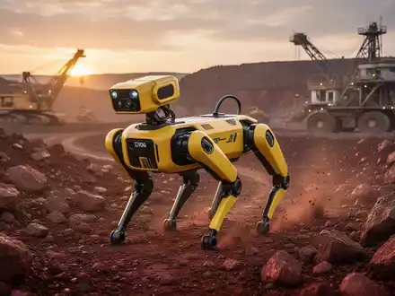 Ein vierbeiniger Roboter inspiziert autonom ein zerklüftetes Kupferbergbaugelände. - Foto: über boerse-global.de
