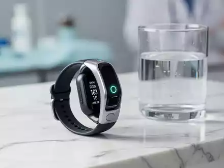 Modernes Wearable für Biometrie und Gesundheitsdaten auf einem minimalistischen Untergrund in einem Wellness-Kontext. - Foto: über boerse-global.de