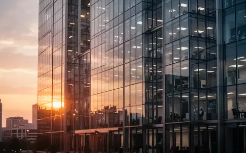 Modernes Bürogebäude bei Sonnenuntergang als Symbol für Finanzthemen - Foto: über boerse-global.de