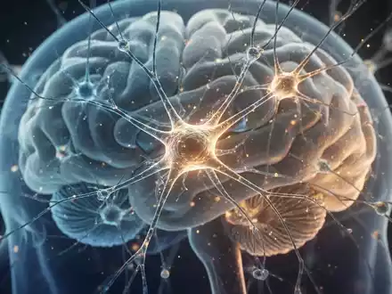 Abstrakte Visualisierung eines neuronalen Netzwerks mit leuchtenden Astrozyten, die Regenerationsprozesse im Gehirn darstellen. - Foto: über boerse-global.de