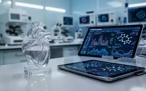 Modernes medizinisches Labor mit einem Herzmodell und digitalen Datenanalysen auf einem Tablet zur Herz-Kreislauf-Forschung. - Foto: über boerse-global.de