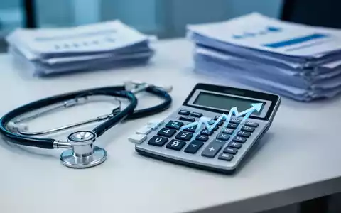 Ein Schreibtisch mit Stethoskop, Taschenrechner und Finanzunterlagen zur Visualisierung steigender Verwaltungskosten. - Foto: über boerse-global.de