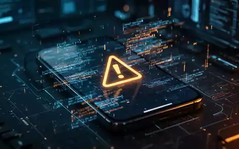 Ein Smartphone mit Warnsymbol vor einem digitalen Hintergrund, das die Gefahr durch bösartige Android-Apps verdeutlicht. - Foto: über boerse-global.de