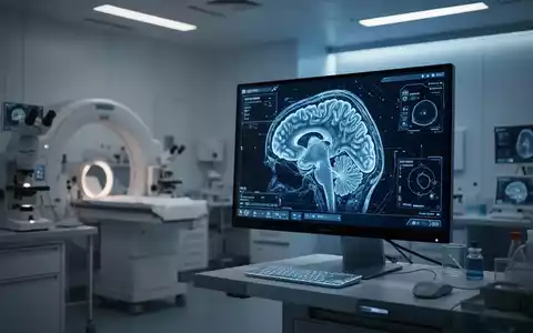 Moderne medizinische Diagnostik mit einer Gehirnscan-Visualisierung auf einem Monitor in einem Labor. - Foto: über boerse-global.de