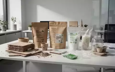 Nachhaltige, umweltfreundliche Verpackungsmaterialien auf einem modernen Schreibtisch zur Visualisierung der EU-Verordnung. - Foto: über boerse-global.de