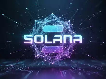 Abstraktes digitales Netzwerk-Symbol für Solana vor einem dunklen, professionellen Hintergrund. - Foto: über boerse-global.de