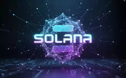 Abstraktes digitales Netzwerk-Symbol für Solana vor einem dunklen, professionellen Hintergrund. - Foto: über boerse-global.de
