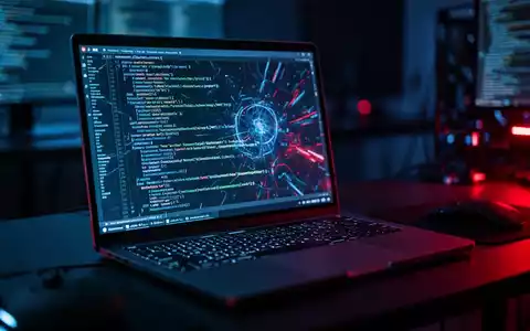 Ein moderner Entwicklerarbeitsplatz mit leuchtendem Laptop-Bildschirm, der Code und Terminal-Befehle anzeigt. - Foto: über boerse-global.de