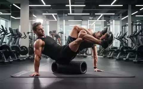 Sportler beim Core-Training mit einer Faszienrolle in einem modernen Fitnessstudio. - Foto: über boerse-global.de