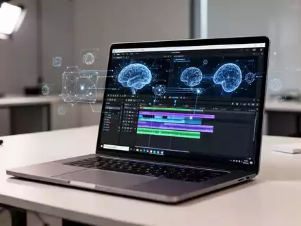 Hochwertiges Laptop mit fortschrittlicher KI-Videobearbeitungsoberfläche in modernem Arbeitsumfeld. - Foto: über boerse-global.de