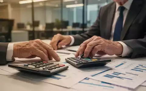 Eine ältere Person sitzt an einem Schreibtisch mit Taschenrechner und Finanzunterlagen als Symbol für die Altersvorsorge. - Foto: über boerse-global.de